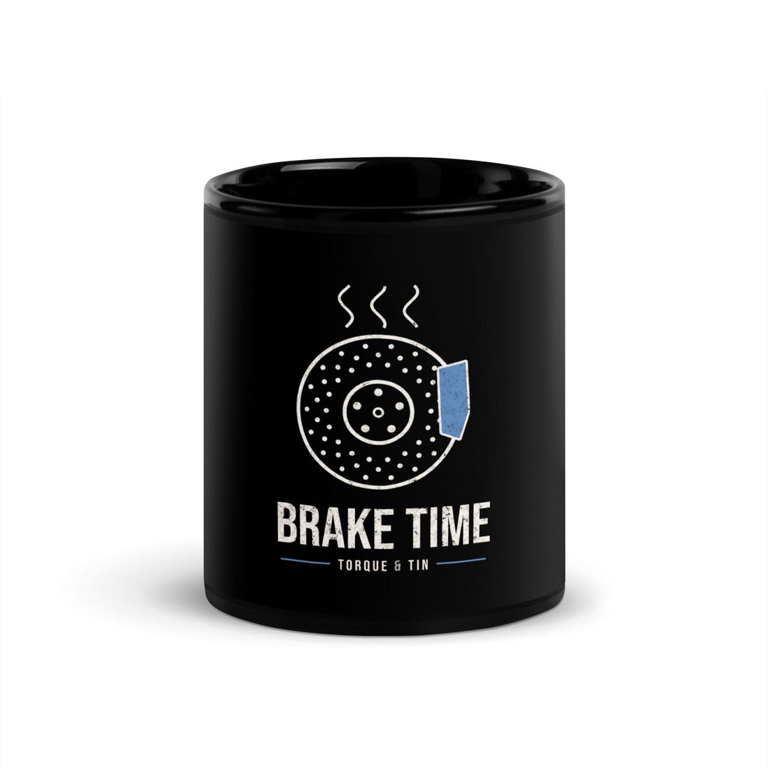 Brake Time funny mechanic tea mug with brake disc graphic